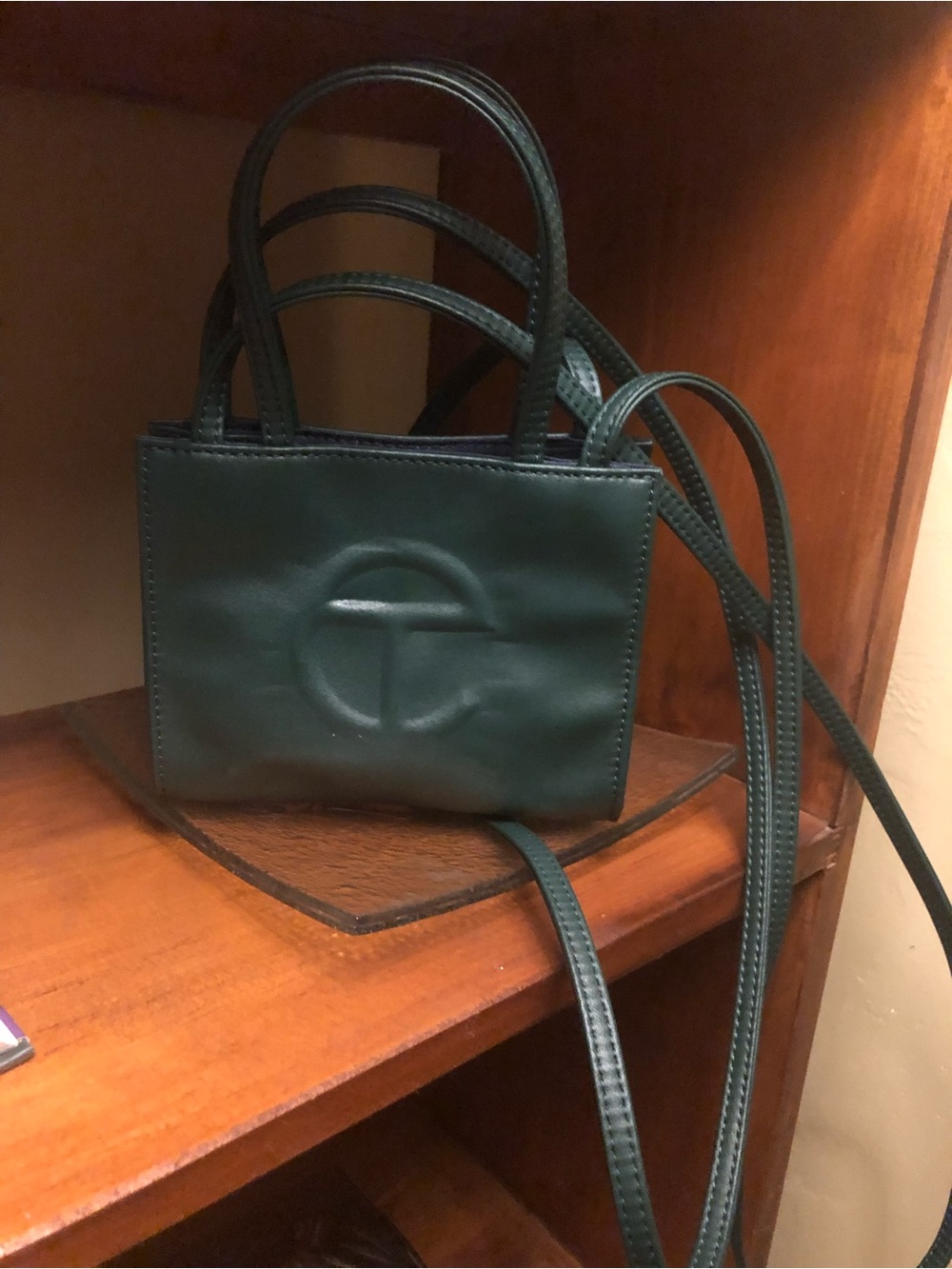 Women’s Small Telfar Green Leather Crossbody Bag
